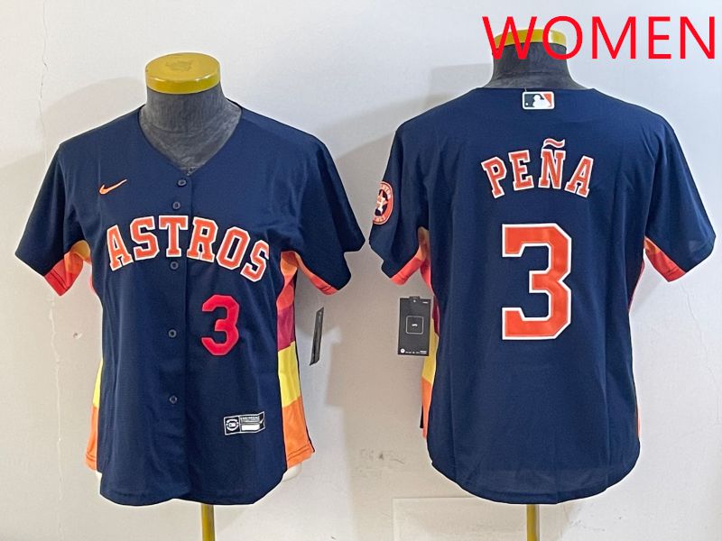 Women Houston Astros 3 Pena Blue City Edition 2025 Nike MLB Jersey style 2